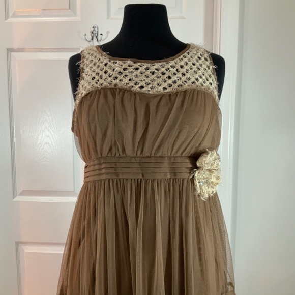 Anthropologie Rye Crochet Tiered Tulle Rosette Boho Sleeveless Dress Size Medium - Picture 2 of 9